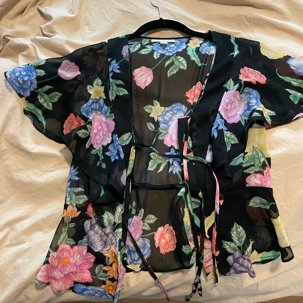 TOPSHOP "Frieda Floral Ruffle Tie Top"